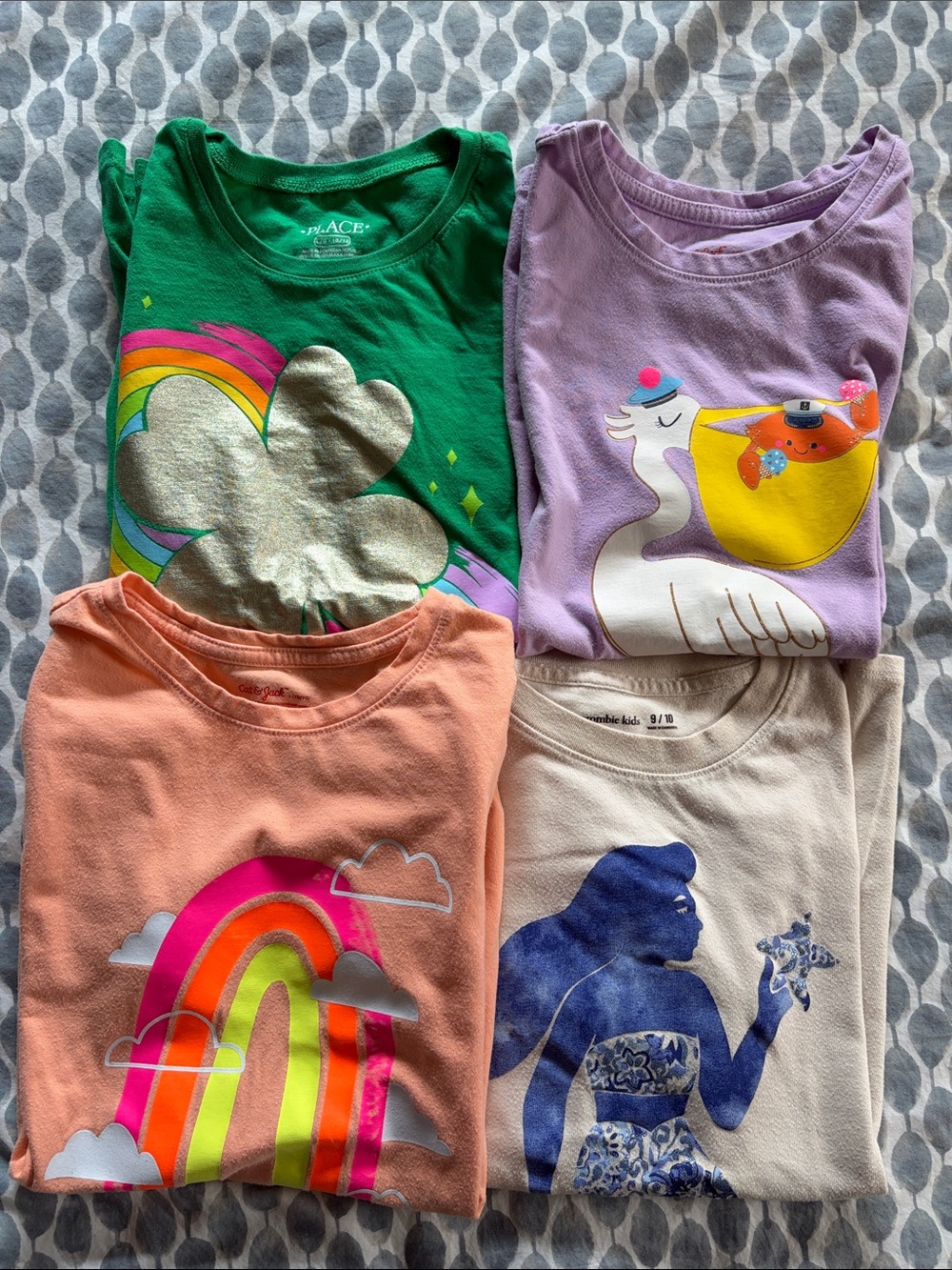 Bundle of 4 t shirts. Abercrombie kids Cream Tee w/mermaid, Cat & Jack